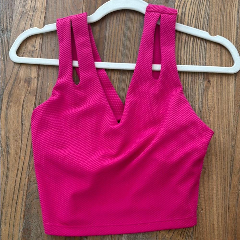 Beach Riot Fuchsia Textured Crop Top
